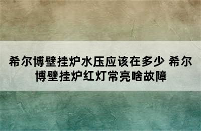 希尔博壁挂炉水压应该在多少 希尔博壁挂炉红灯常亮啥故障